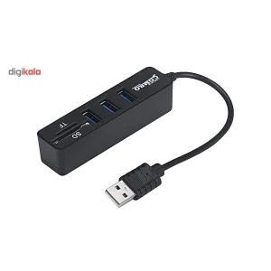 هاب USB 2.0 سه پورت وکارت خوان ایکس پی مدل hc834