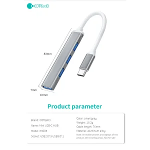 هاب 4 پورت USB-C کوتتسی مدل 83005