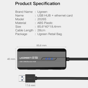 هاب USB3.0 سه پورت یوگرین مدل CR103-20265