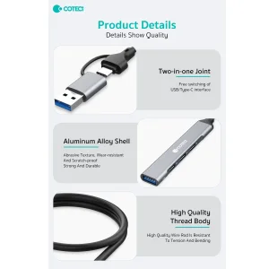 هاب 4 پورت USB/USB-C کوتتسی مدل OF-003