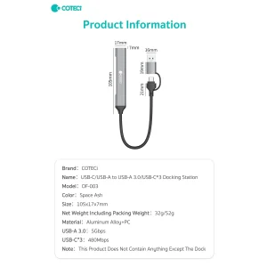 هاب 4 پورت USB/USB-C کوتتسی مدل OF-003