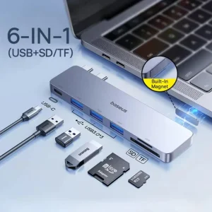 هاب 6 پورت USB-C بیسوس مدل  BS-OH179 Direct Link Type