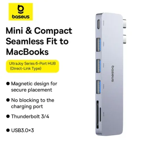 هاب 6 پورت USB-C بیسوس مدل  BS-OH179 Direct Link Type