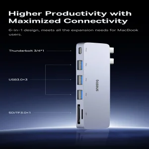 هاب 6 پورت USB-C بیسوس مدل  BS-OH179 Direct Link Type