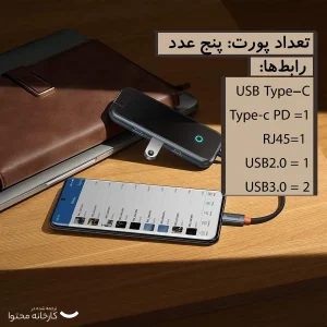 هاب 5 پورت USB-C  بیسوس مدل WKJZ010113