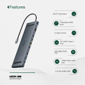 هاب 12 پورت USB-C گرین لاین مدل GN12N1CHUB