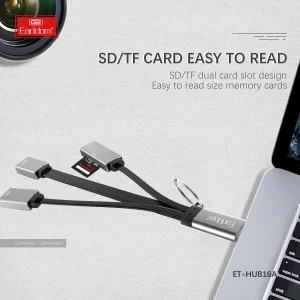 هاب 4 پورت USB و کارت خوان ارلدام مدل HUB16A