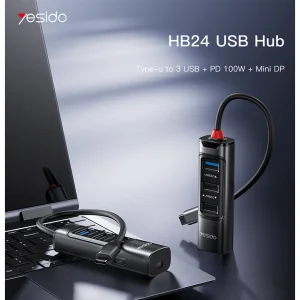 هاب 5 پورت usb-c یسیدو مدل HB24