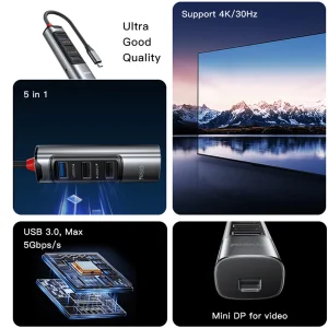 هاب 5 پورت usb-c یسیدو مدل HB24