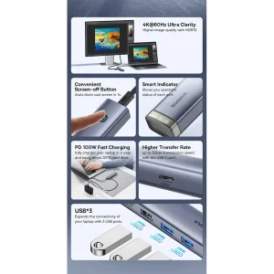 هاب 6 پورت USB-C بیسوس مدل BS-OH166