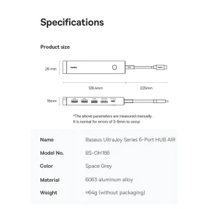هاب 6 پورت USB-C بیسوس مدل BS-OH166