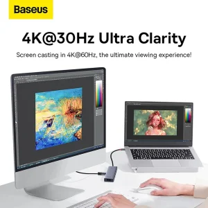 هاب 5 پورت USB-C بیسوس مدل UltraJoy Series HDMI-4K 30Hz Clarity BS-OH110