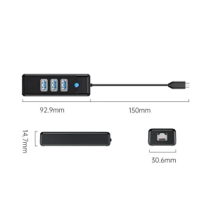 هاب 4 پورت USB-C اوریکو مدل PW3UR25-C3-015