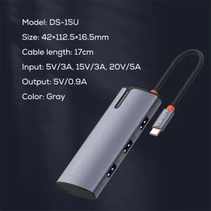 هاب 5 پورت USB-C الدینیو مدل DS-15U