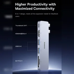 هاب 6 پورت USB-C بیسوس مدل  UltraJoy Series BS-OH182