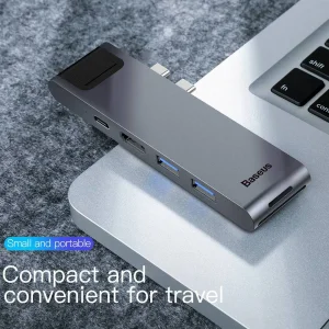 هاب 7 پورت USB-C باسئوس مدل CAHUB-L0G