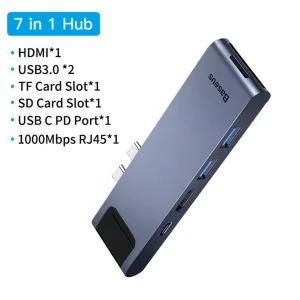 هاب 7 پورت USB-C باسئوس مدل CAHUB-L0G