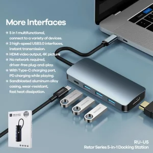 هاب 5 پورت USB-C ریمکس مدل RU-U5