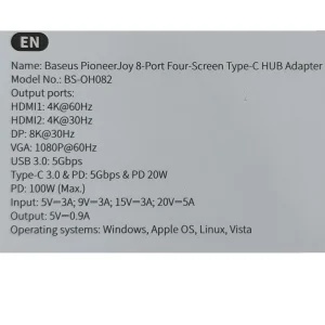 هاب 8 پورت USB-C باسئوس مدل BS-OH082 WKYY030413