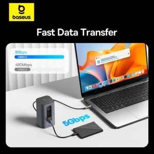 هاب 10 پورت USB-C بیسوس مدل BS-OH174   به همراه کابل USB-C