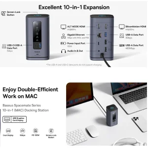هاب 10 پورت USB-C بیسوس مدل BS-OH174   به همراه کابل USB-C