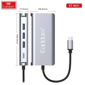 هاب 8 پورت USB-C ارلدام مدل 8IN1 W21