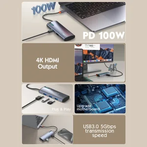 هاب 5 پورت USB-C الدینیو مدل DS-15H