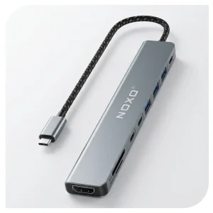 هاب 9 پورت USB-C نوکسو مدل HUB-N1 9in1 با پشتیبانی شارژ PD 100 وات، HDMI 4K، USB 3.0 و کارت‌خوان SD/TF