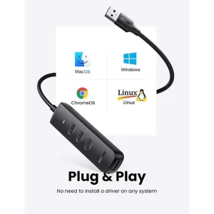 هاب 4 پورت USB یوگرین مدل CM416-80657 طول کابل 1 متر