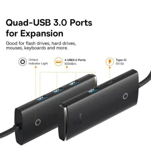 هاب 4 پورت USB 3.0 باسئوس مدل WKQX03000