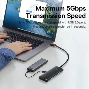 هاب 4 پورت USB 3.0 باسئوس مدل WKQX03000