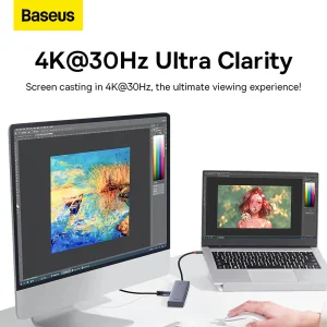 هاب 5 پورت USB-C باسئوس مدل UltraJoy Series HDMI-4K 30Hz Clarity