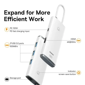 هاب 5 پورت USB-C باسئوس مدل WKQX040002