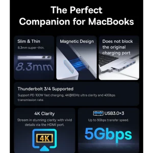 هاب 5 پورت USB-C بیسوس مدل UltraJoy Series BS-OH180