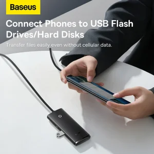 هاب 4 پورت usb3 باسئوس مدل Lite Series -WKQX03000 25cm
