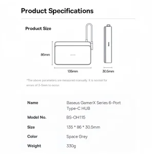 هاب 6 پورت USB-C بیسوس مدل BS-OH115