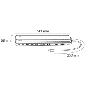 هاب 11 پورت USB-C باسئوس مدل BS-OH060