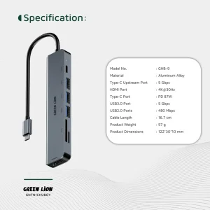 هاب 7 پورت USB-C گرین لاین مدل GN7N1CHUBGY
