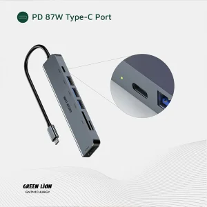 هاب 7 پورت USB-C گرین لاین مدل GN7N1CHUBGY