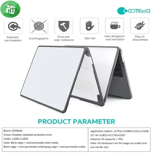 کاور محافظ کوتتسی مدل PC Frosted MacBook Air 11002 مناسب برای مک بوک ایر 13 اینچی