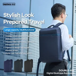 کوله پشتی لپ تاپ ریمکس مدل Double-622 مناسب برای لپ تاپ 14.1 تا 15.6 اینچی