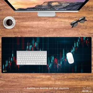 ماوس پد هومرو مدل HX299 طرح فارکس و ترید سایز 40x100 سانتی‌متر