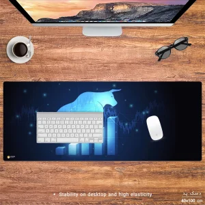 ماوس پد هومرو مدل HX273 طرح فارکس و ترید سایز 40x100 سانتی‌متر