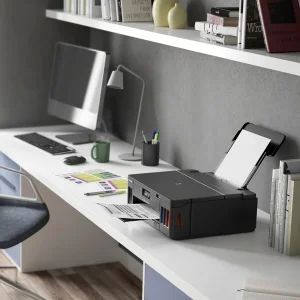 پرینتر جوهرافشان رنگی تک‌کاره کانن مدل PIXMA G5040 با اتصال Wi-Fi، پورت Ethernet و USB-A، ظرفیت سینی ورودی 350 برگ