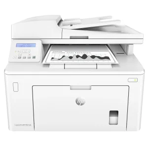 پرینتر اچ پی تک رنگ سه کاره با چاپ لیزری مدل LaserJet Pro MFP M227sdn، سایز چاپ A4، مجهز به تغذیه خودکار ADF، دارای اتصال شبکه، قابلیت چاپ دو رو