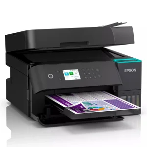 پرینتر جوهر افشان چندکاره رنگی اپسون مدل EcoTank L6370 با اتصال باسیم و بی‌سیم سایز چاپ A4 با قابلیت چاپ دو رو