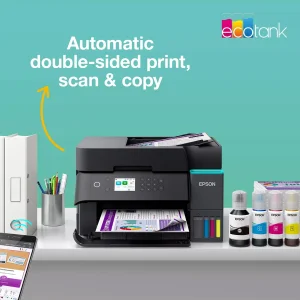 پرینتر جوهر افشان چندکاره رنگی اپسون مدل EcoTank L6370 با اتصال باسیم و بی‌سیم سایز چاپ A4 با قابلیت چاپ دو رو