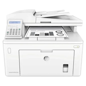 پرینتر اچ پی تک رنگ چهار کاره‌ با چاپ لیزری مدل LaserJet Pro MFP M227fdn، سایز چاپ A4، مجهز به تغذیه خودکار ADF، قابلیت‌ اتصال به WiFi