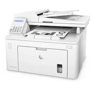 پرینتر اچ پی تک رنگ چهار کاره‌ با چاپ لیزری مدل LaserJet Pro MFP M227fdn، سایز چاپ A4، مجهز به تغذیه خودکار ADF، قابلیت‌ اتصال به WiFi