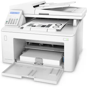 پرینتر اچ پی تک رنگ چهار کاره‌ با چاپ لیزری مدل LaserJet Pro MFP M227fdn، سایز چاپ A4، مجهز به تغذیه خودکار ADF، قابلیت‌ اتصال به WiFi